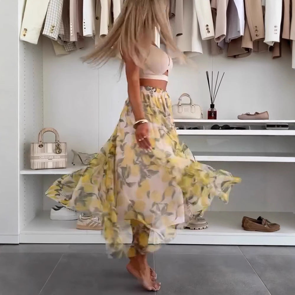 Damen Maxirock mit floralen Lagen und transparentem Design Drune