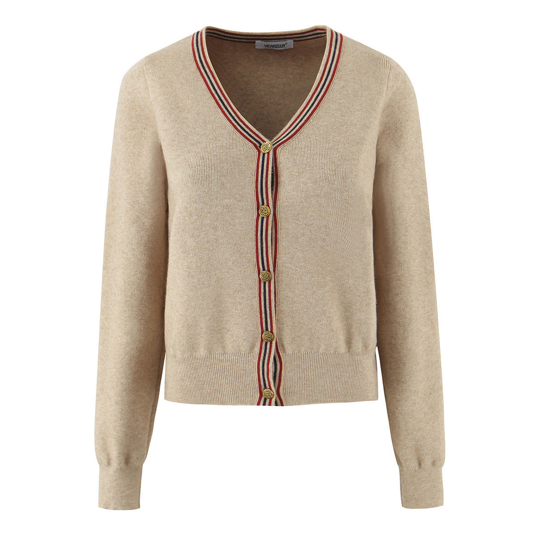 Damen lässige Strickjacke mit eleganten Knopfdetails Drune
