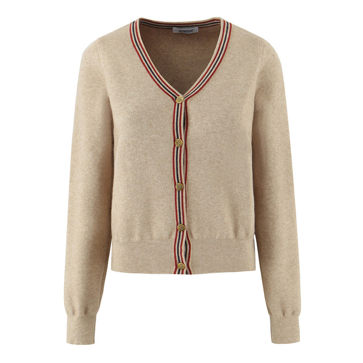 Damen lässige Strickjacke mit eleganten Knopfdetails Drune