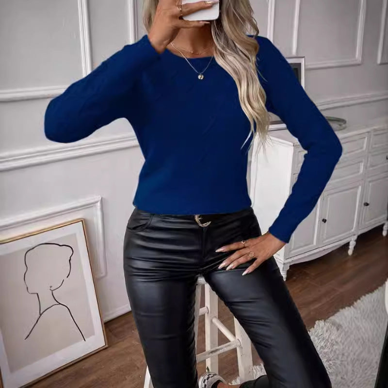 Damen Eleganter Strickpullover mit Rautenmuster und V-Ausschnitt Drune