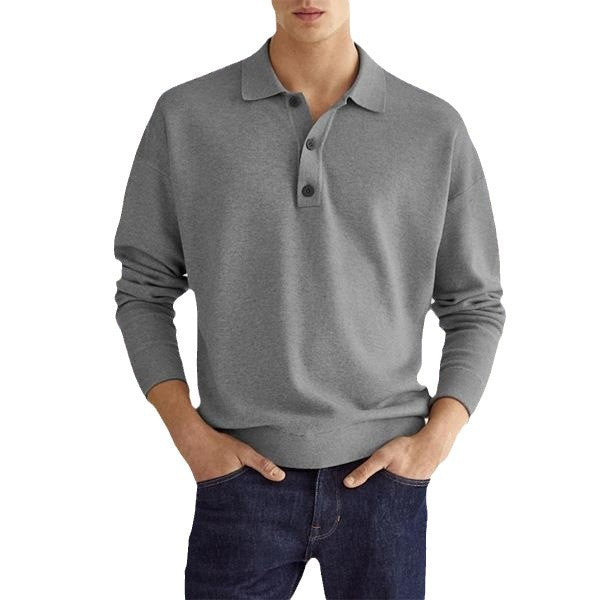 Herren elegantes Poloshirt aus atmungsaktivem Baumwollmix mit Knopfleiste Drune