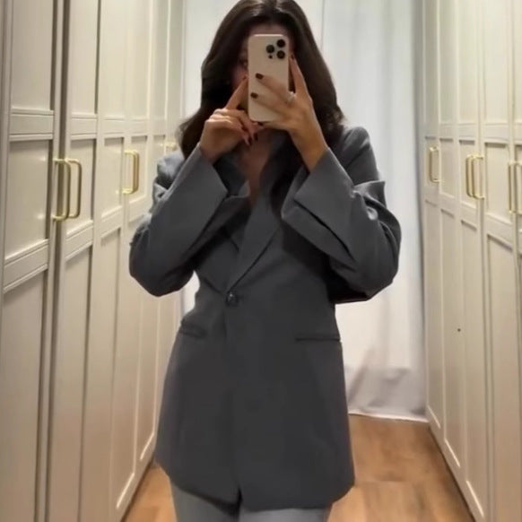 Damen Eleganter Oversized Blazer Drune