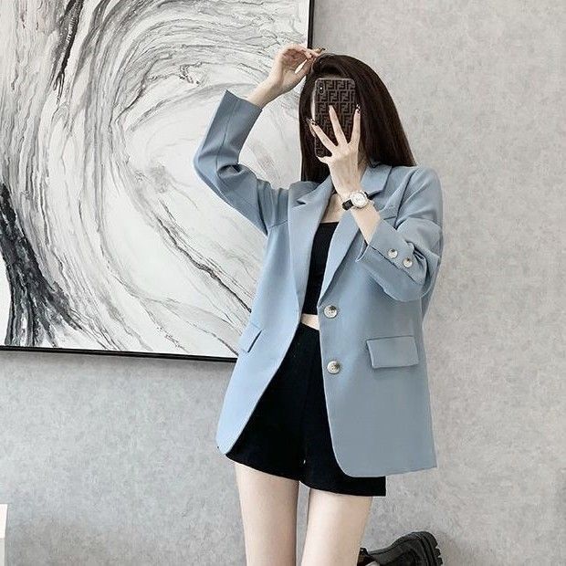 Damen Modischer Blazer mit strukturiertem Stoff und eleganten Knopfdetails Drune