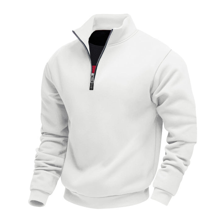 Herren lässiger Stehkragenpullover mit funktionalem Reißverschluss Drune