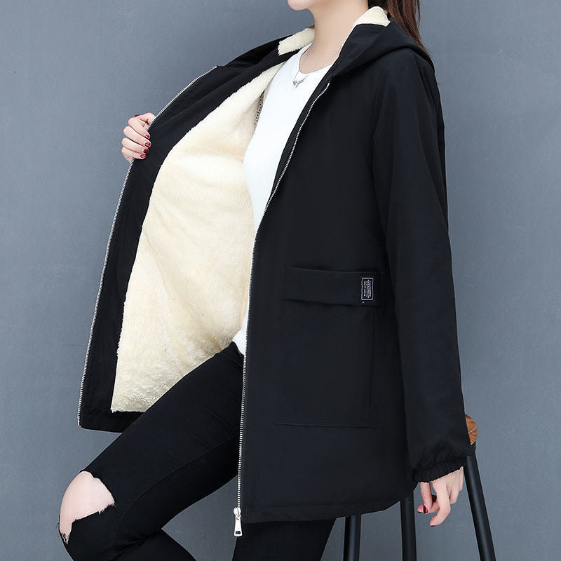Damen Übergangsjacke mit fleecegefütterter Kapuze und praktischen Taschen Drune