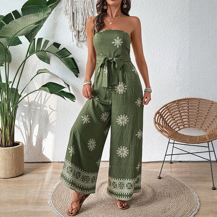Damen Jumpsuit mit Taillengürtel und Rüschenverzierung Drune