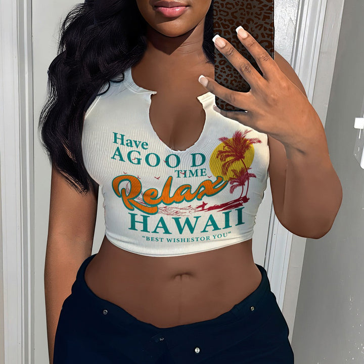 Damen Crop-Top mit auffälligem Schriftzug und lockerer Passform Drune