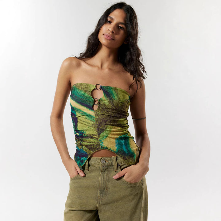 Damen Strapless Top mit modischen Ringdetails Drune