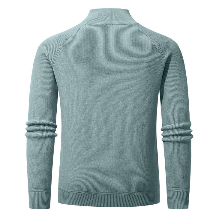 Herren hochwertiger Strickpullover mit Stehkragen und modernem Reißverschluss Drune