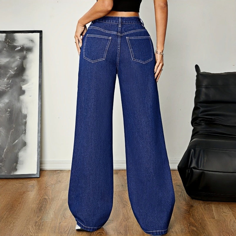 Damen Weite Denim-Hose mit hohem Bund und lässigem Schnitt Drune