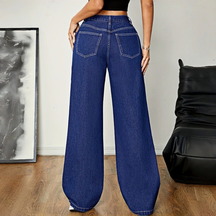 Damen Weite Denim-Hose mit hohem Bund und lässigem Schnitt Drune