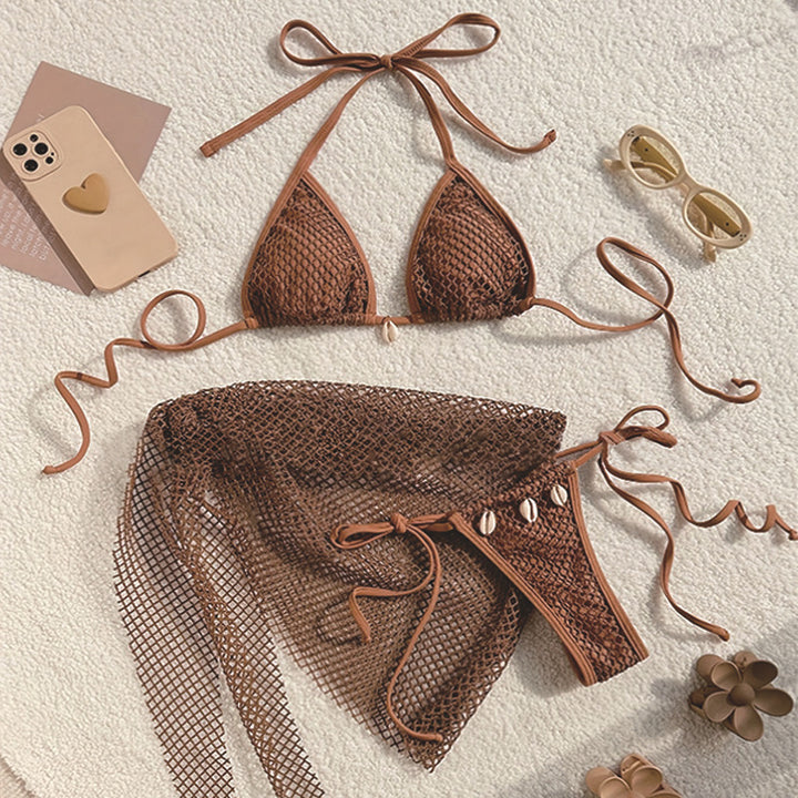 Damen Netz-Bikini-Set mit eleganten Muschel-Details Drune