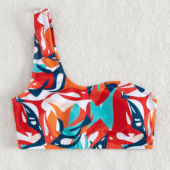 Damen Einseitiger Bikini mit farbenfrohem Muster Drune