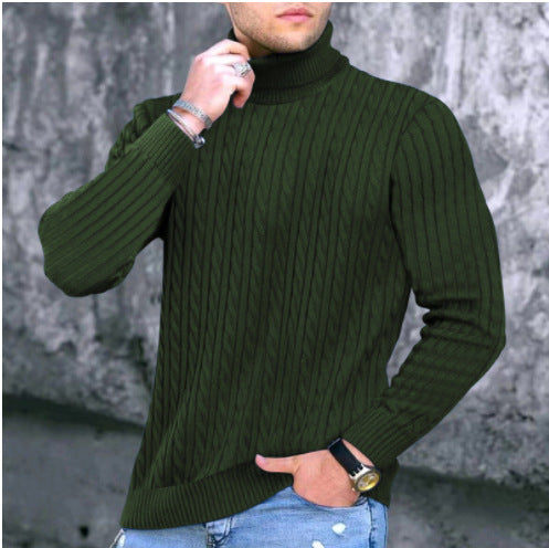 Herren Pullover mit hohem Kragen und strukturiertem Zopfmuster Drune