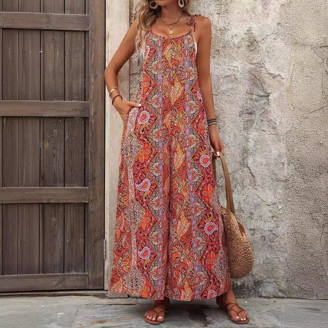 Damen Bequemes Maxikleid mit auffälligem Muster Drune