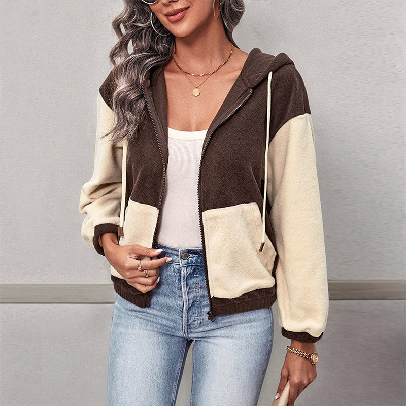 Damen kuschelige Fleece Jacke Drune