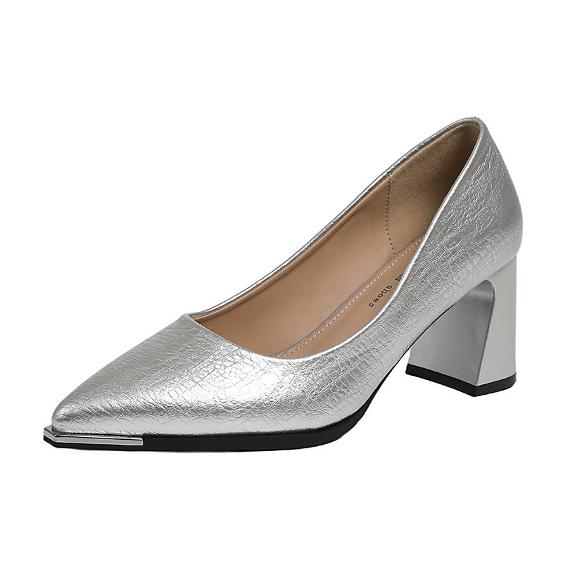 Damen Elegante spitze Pumps mit modischem Blockabsatz Drune