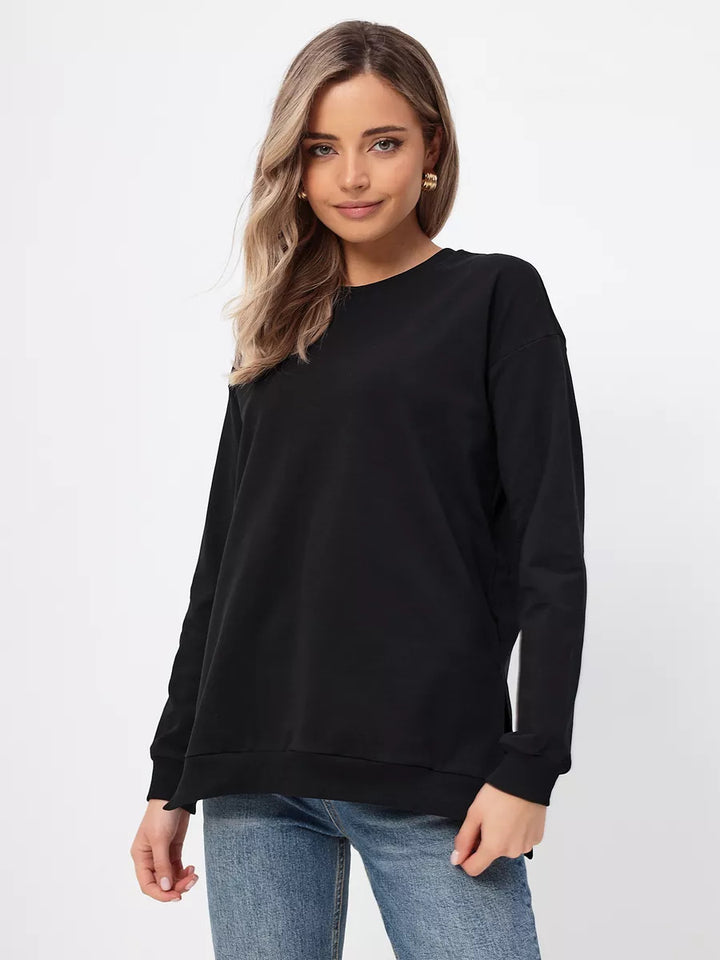 Damen bequemer Sweatshirt mit seitlichen Schlitzen Drune
