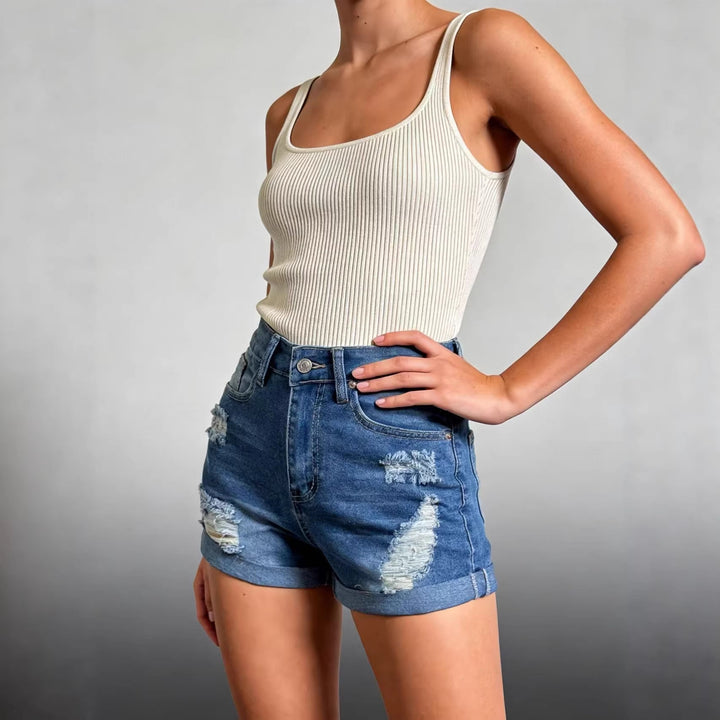 Damen Crop-Hemd im klassischen Karomuster mit Puffärmeln Drune