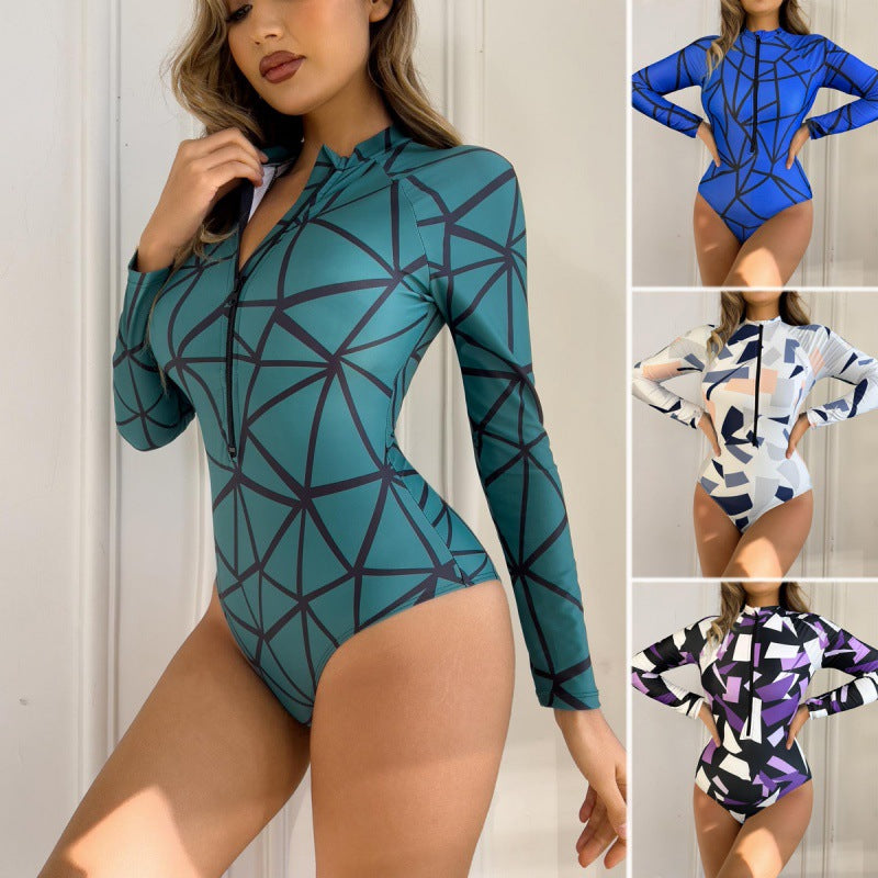 Damen Surfanzug mit geometrischem Design und praktischem Reißverschluss Drune