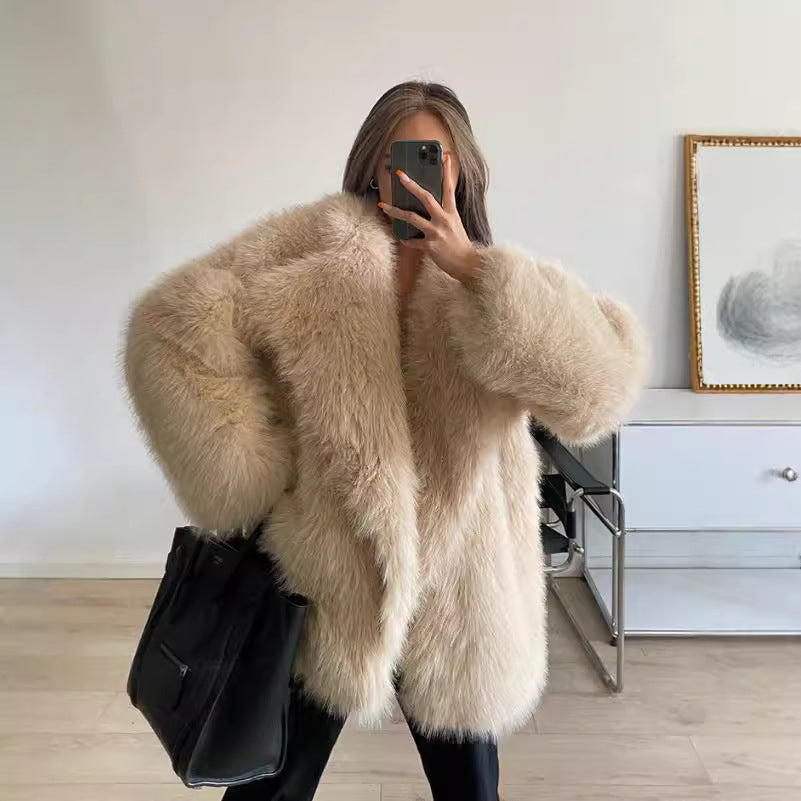 Damen Boucle Kunstfelljacke Drune