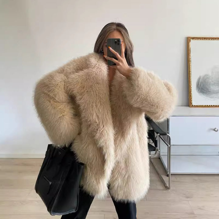 Damen Boucle Kunstfelljacke Drune