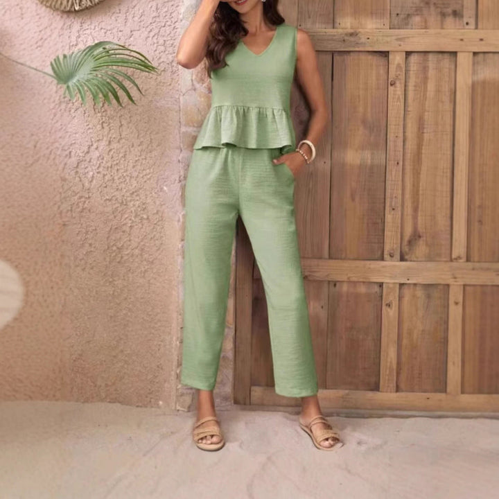 Damen Eleganter Jumpsuit mit modernen Raffungen und lässigem Schnitt Drune