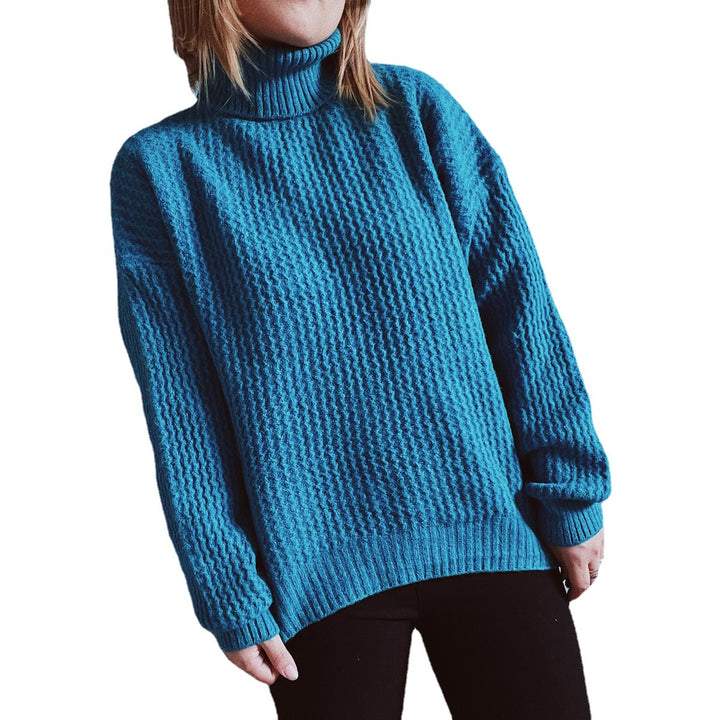Damen Grobstrickpullover mit strukturiertem Muster und hohem Kragen Drune