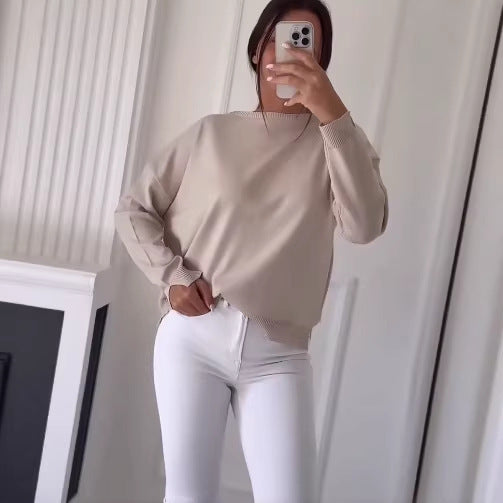 Damen Lässiger Oversized Pullover mit asymmetrischem Schnitt und Knopfdetails Drune