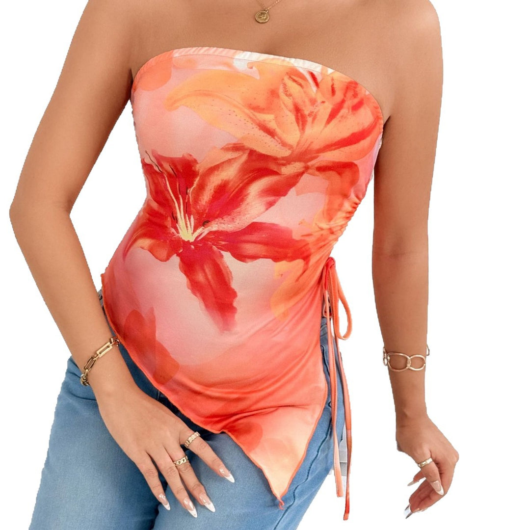 Damen Oberteil mit asymmetrischem Schnitt und floralem Design Drune