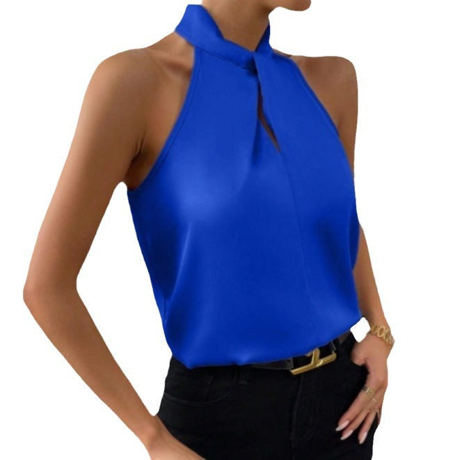 Drune | Damen Knoten Hals Stil Top Seide