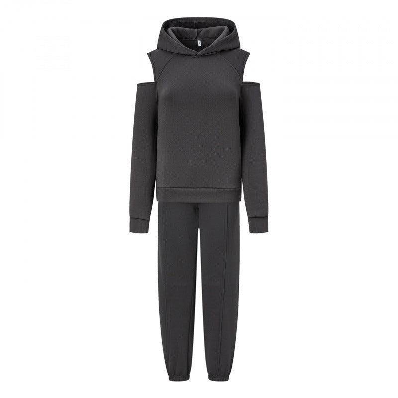 Damen sportliches Sweatset mit tiefem Ausschnitt und seitlichen Raglanärmeln Drune