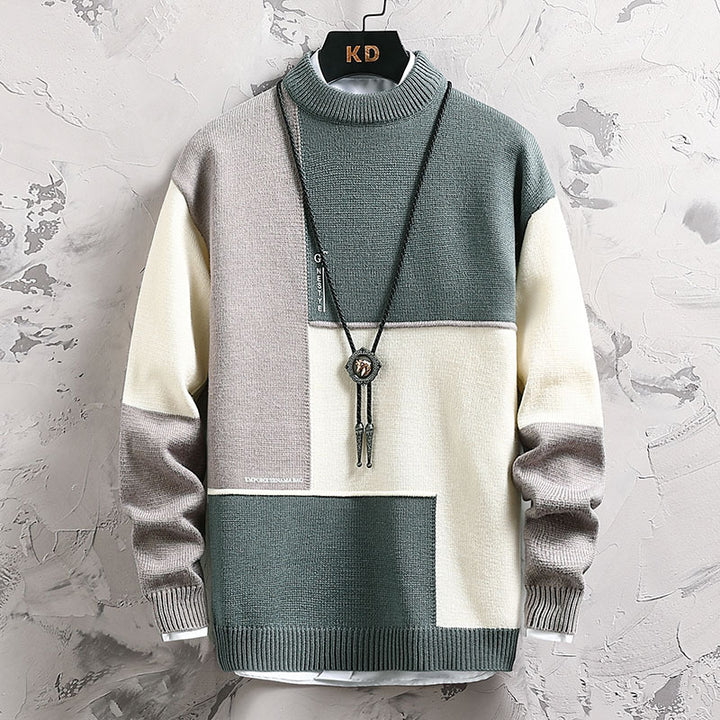 Herren hochwertiger Rollkragenpullover mit modernem geometrischem Design Drune