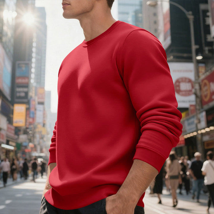 Herren nan weiches Rundhals-Sweatshirt aus Baumwollmix mit gerippten Bündchen und relaxed Fit Drune
