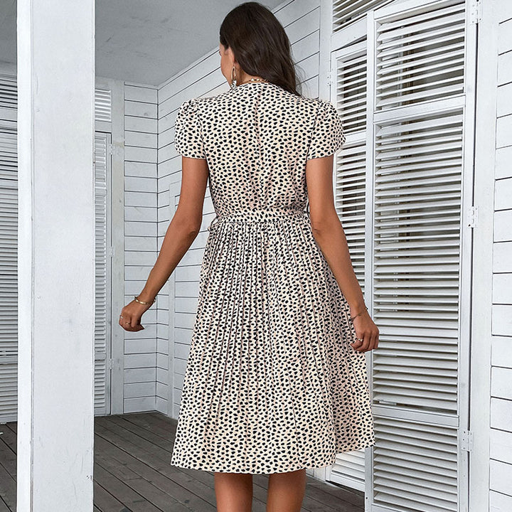 Damen Wickelkleid mit eleganter Figurschmeichelnder Silhouette und verspieltem Punktmuster Drune