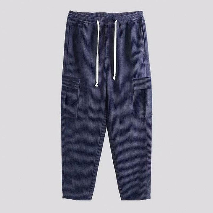 Herren nan Cord-Cargo-Jogginghose mit elastischem Bund, Kordelzug und aufgesetzten Klappentaschen Drune