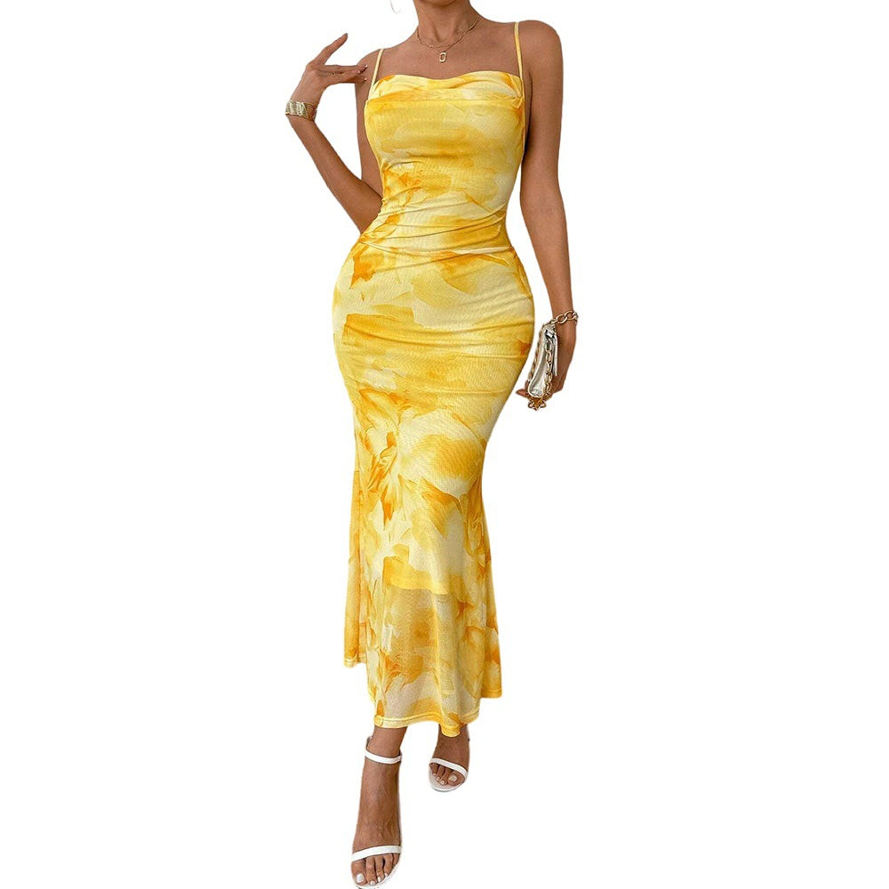 Damen Maxikleid mit schulterfreien Trägern und floralem Muster Drune