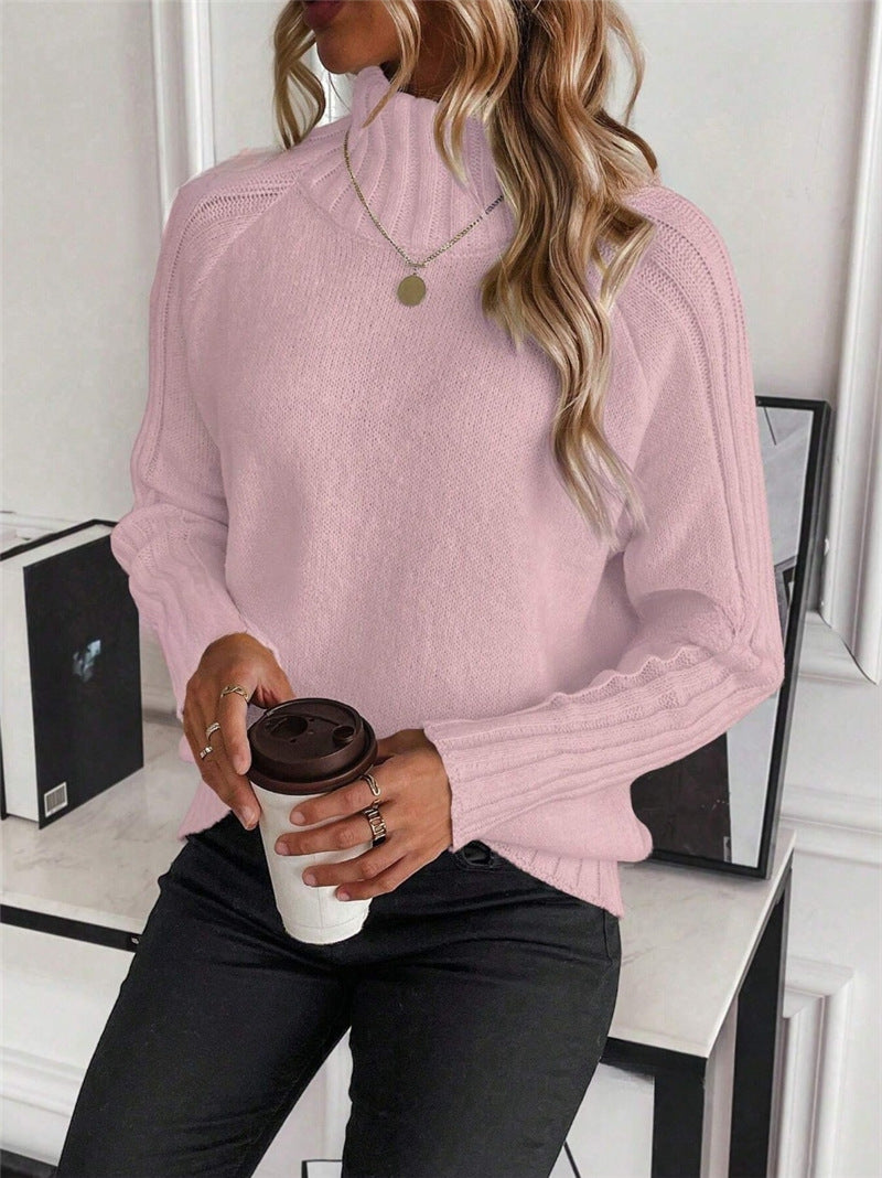 Damen Pullover mit modernem Stehkragen und strukturiertem Rippdesign Drune
