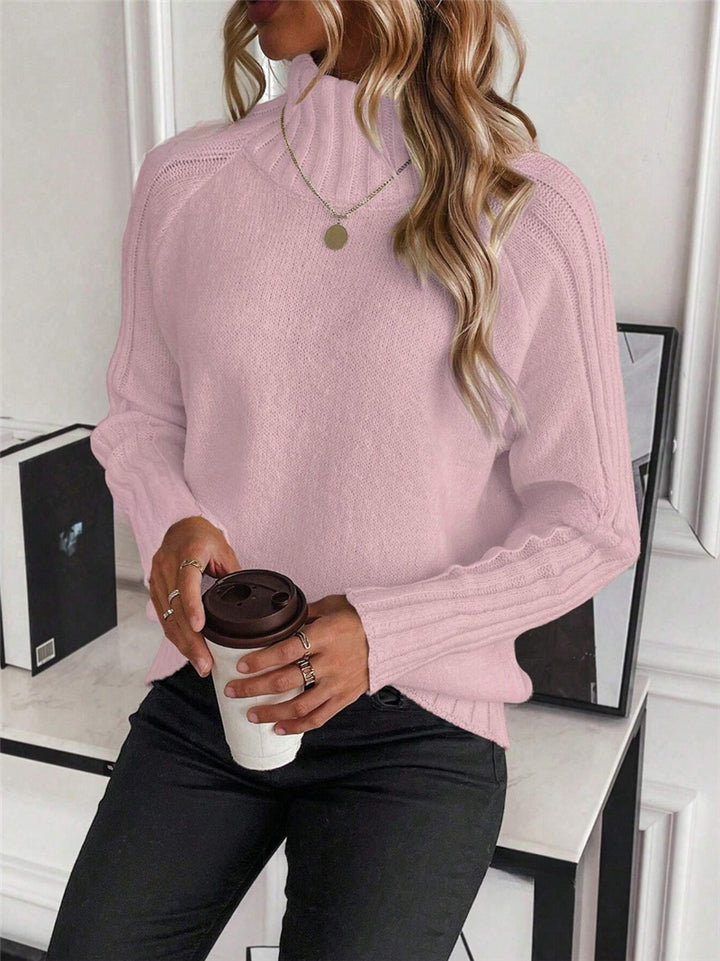 Damen Pullover mit modernem Stehkragen und strukturiertem Rippdesign Drune