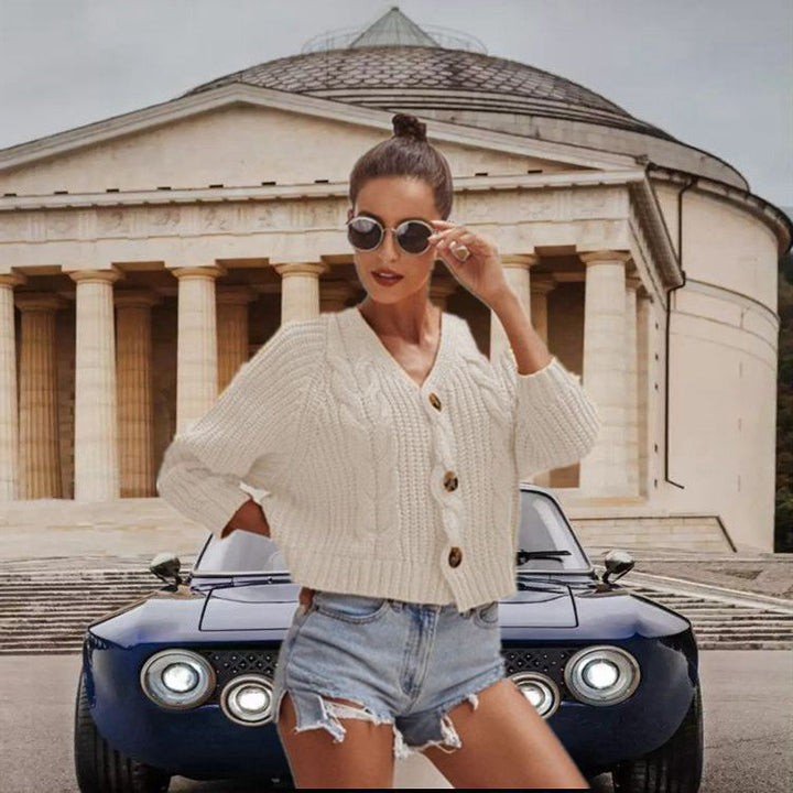 Damen Grobstrick-Cardigan mit knöpfbaren Details und lässigem Schnitt Drune
