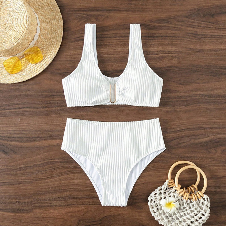 Damen Hochgeschnittener Bikini mit einzigartiger Rippstruktur Drune