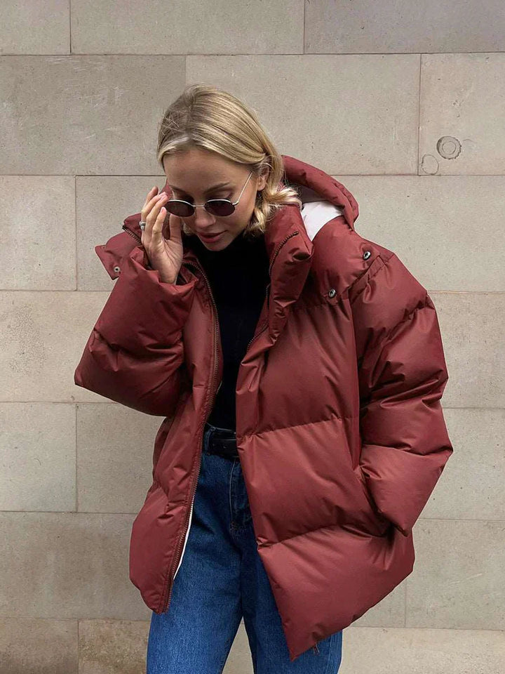 Drune | Damen Pufferjacke - Braun - Warmer Wintermantel - angenehm