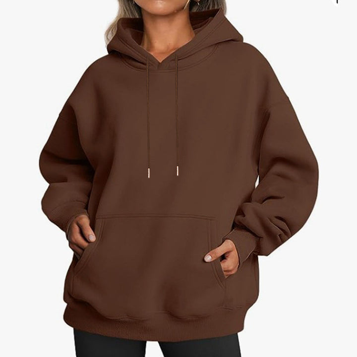 Damen nan oversized Kapuzenpulloverkleid mit Kängurutasche, verlängerter Silhouette und weichem French-Terry Drune