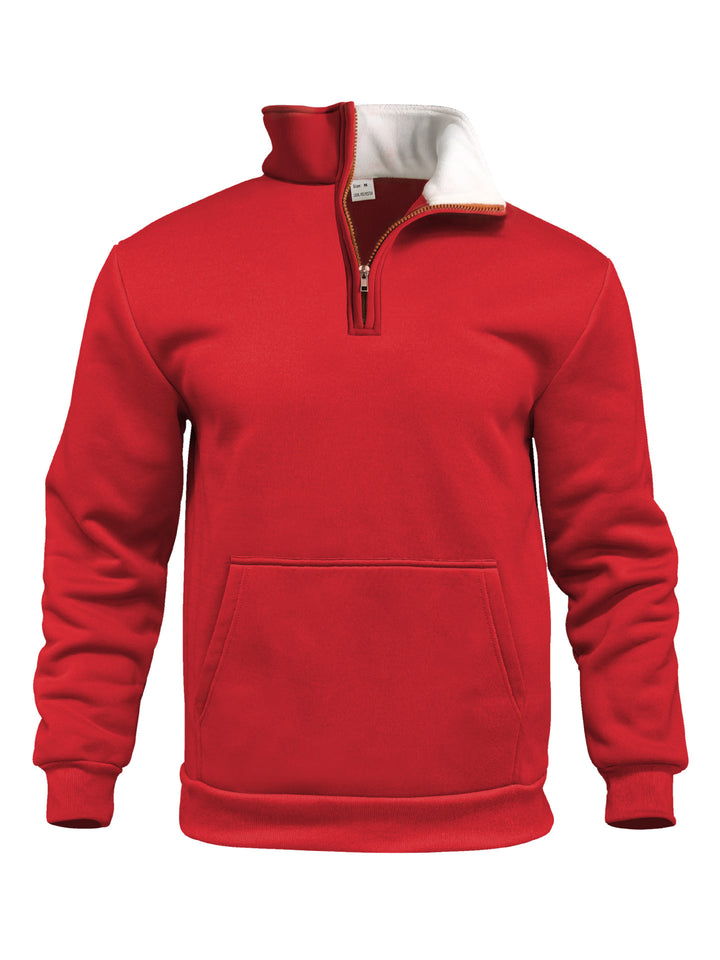 Herren sportlicher Kapuzenpullover mit halbem Reißverschluss und praktischer Kängurutasche Drune