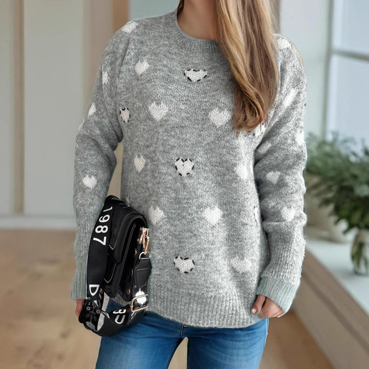 Damen Pullover mit verspieltem Herzdesign und weicher Struktur Drune