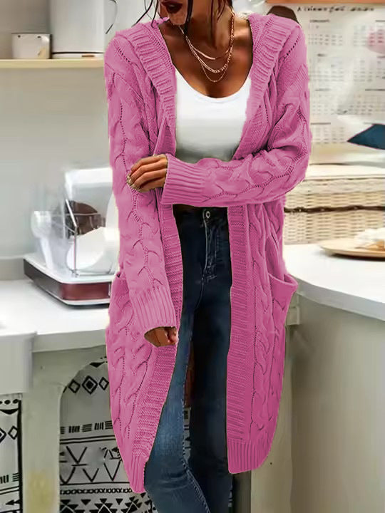 Damen Strickjacke im lässigen Langschnitt mit Zopfmuster und praktischen Taschen Drune