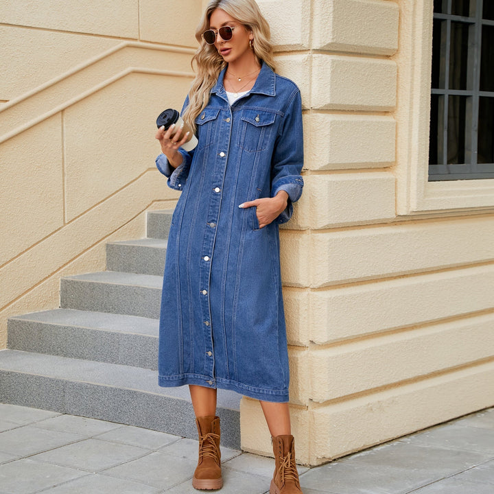 Drune | Damen Langer Denim Duster Jacket