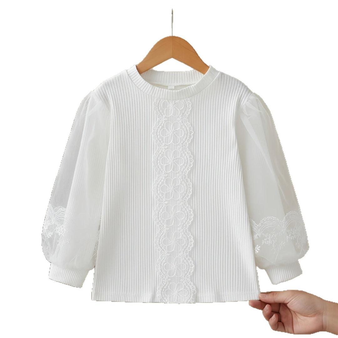 Damen schicke Bluse mit voluminösen Tüllärmeln Drune