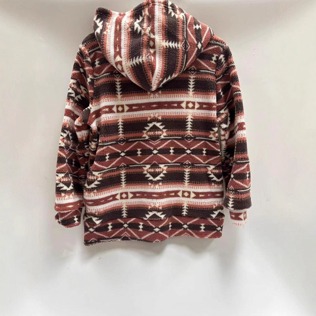 Damen Fleecejacke mit modischem Ethnomuster und praktischem Reißverschluss Drune