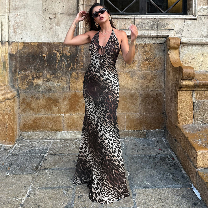Damen Maxikleid mit tiefem V-Ausschnitt und verstellbaren Trägern Drune